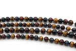Marble Tigers Eye Round Smooth Gemstone Beads 16" Strand