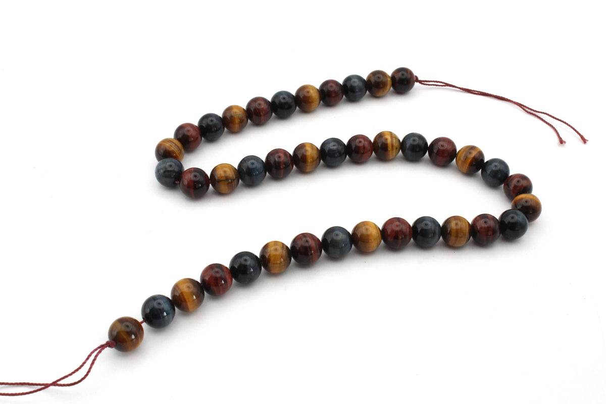 Marble Tigers Eye Round Smooth Gemstone Beads 16" Strand
