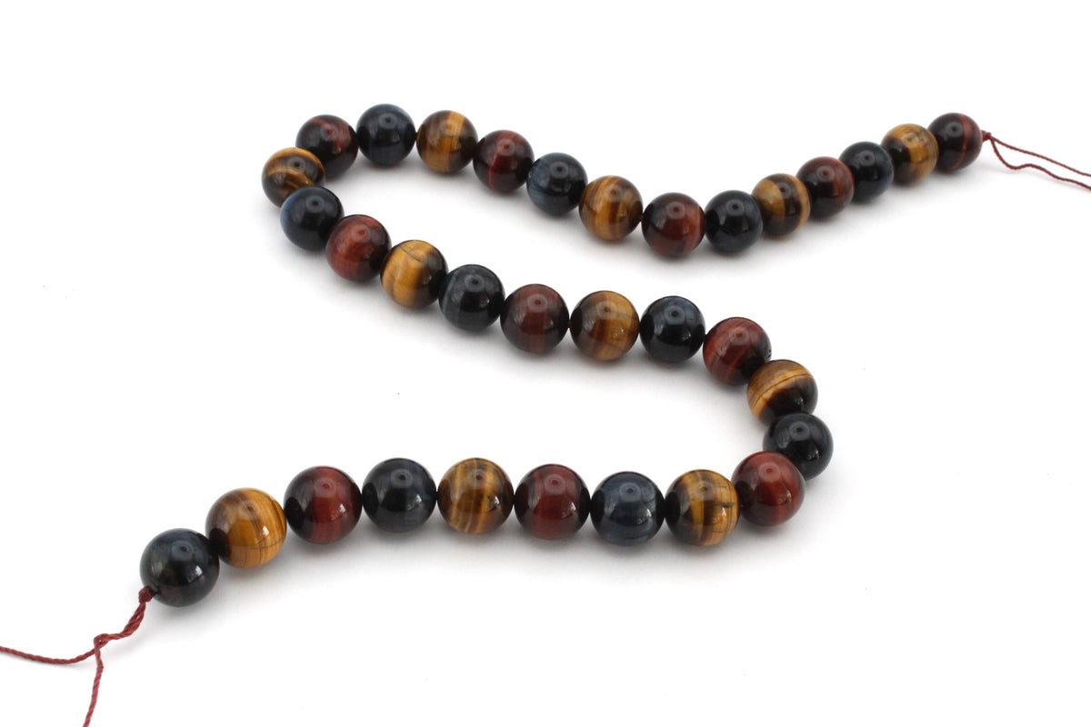 Marble Tigers Eye Round Smooth Gemstone Beads 16" Strand