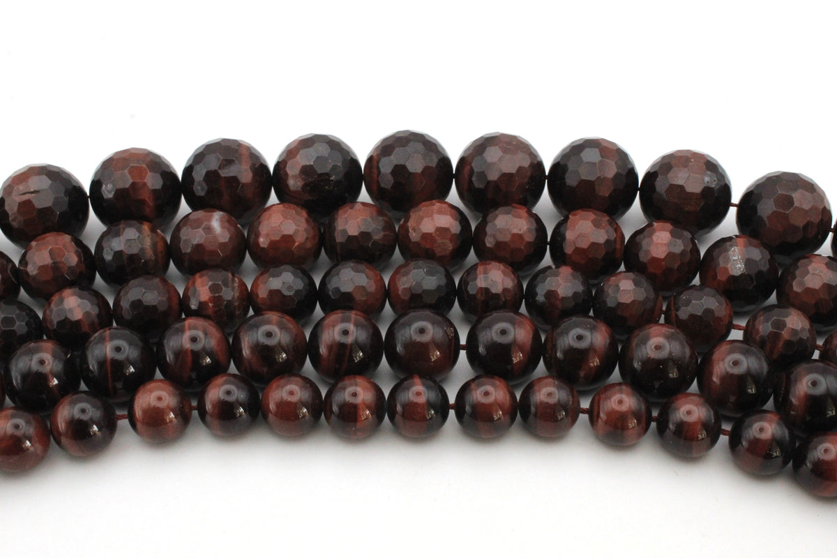 Red Tigers Eye Round Gemstone Beads 16" Strand