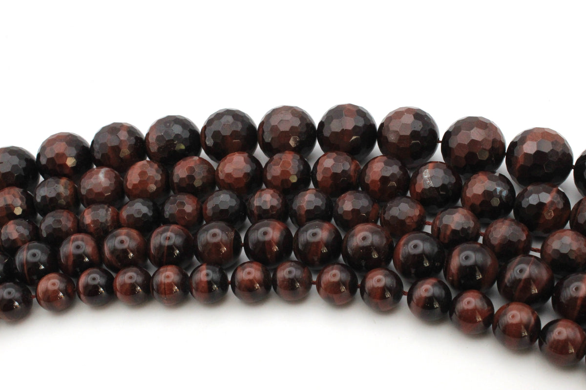 Red Tigers Eye Round Gemstone Beads 16" Strand
