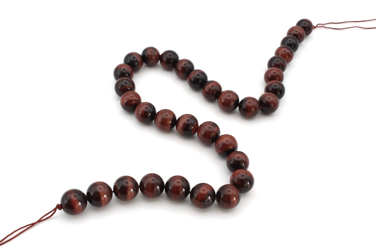 Red Tigers Eye Round Gemstone Beads 16" Strand