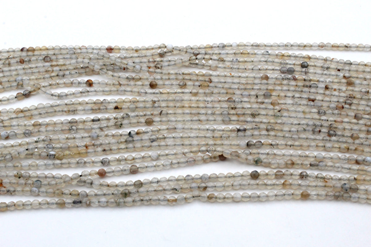 Rutilated Round Faceted Gemstone Beads 16" Strand