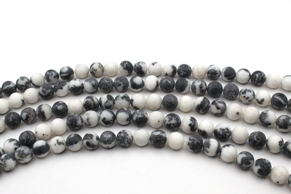 Zebra Jasper Round Smooth Gemstone Beads 16" Strand