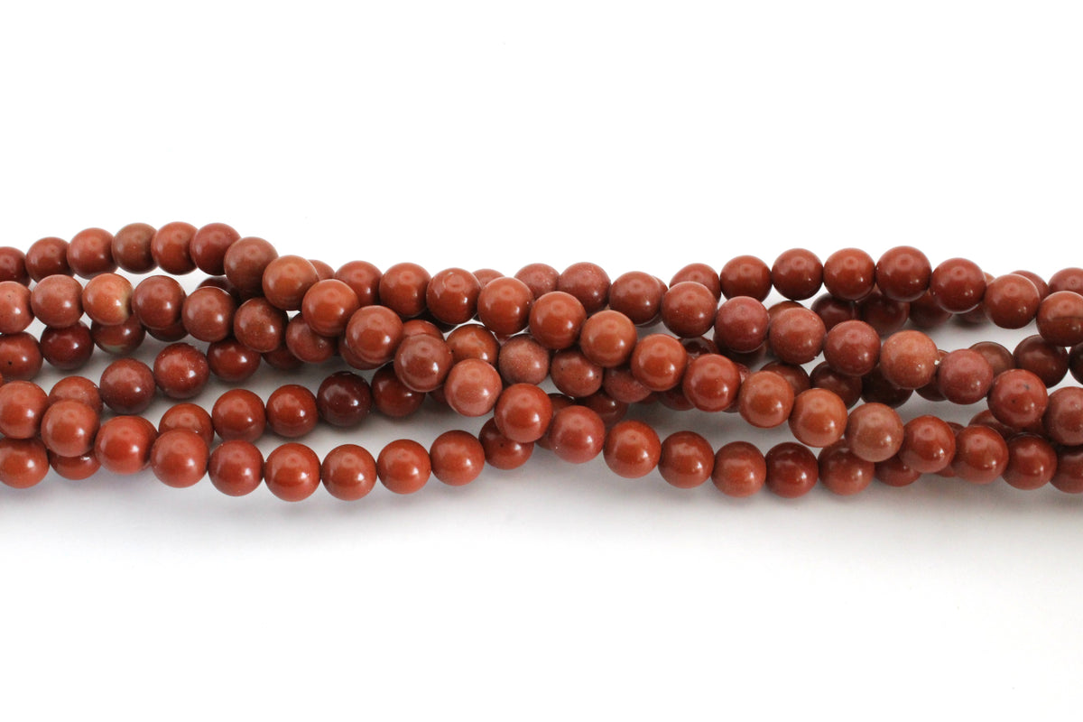 Chinese Red Stone Round Gemstone Beads 16" Strand