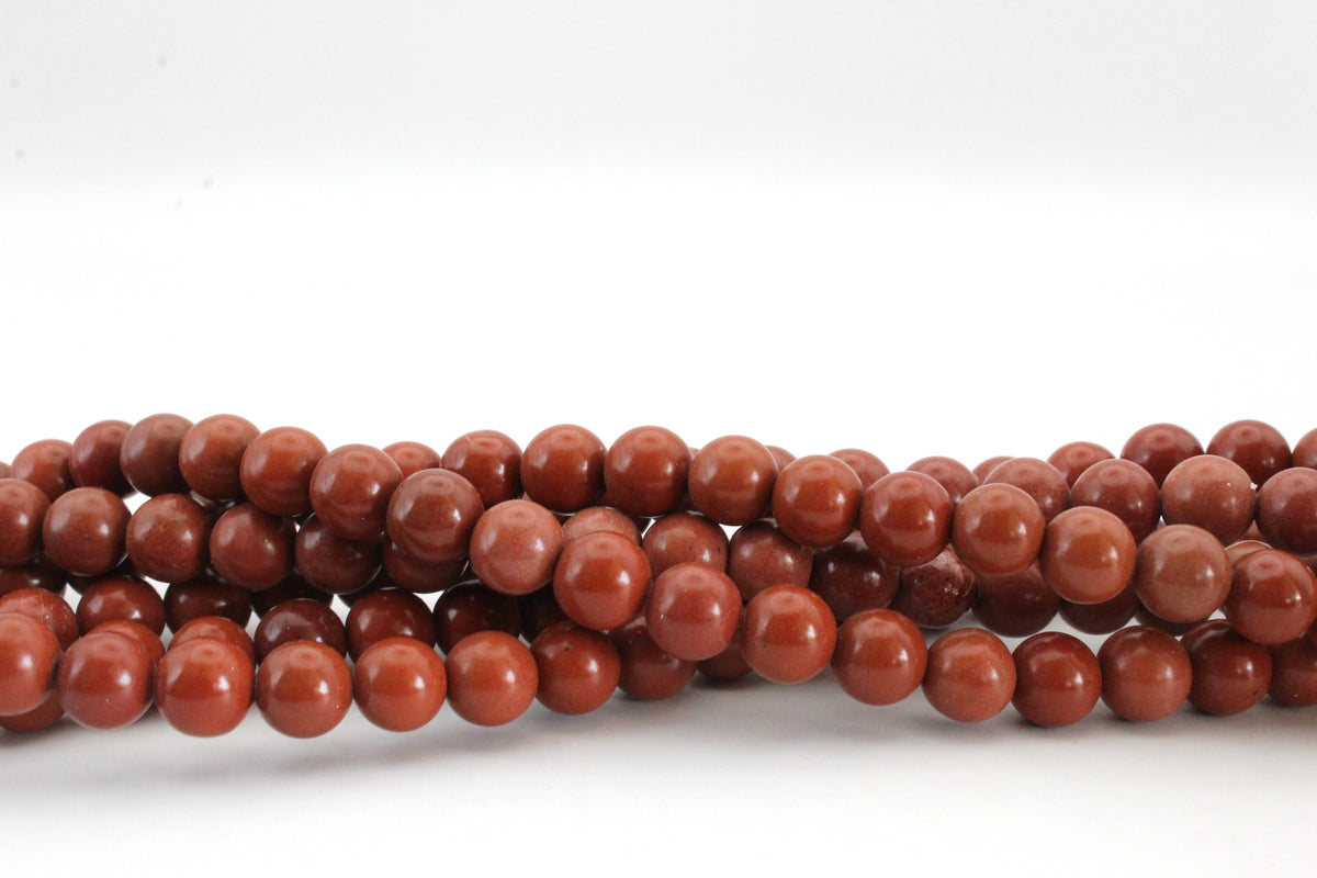 Chinese Red Stone Round Gemstone Beads 16" Strand