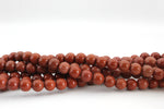 Chinese Red Stone Round Gemstone Beads 16" Strand