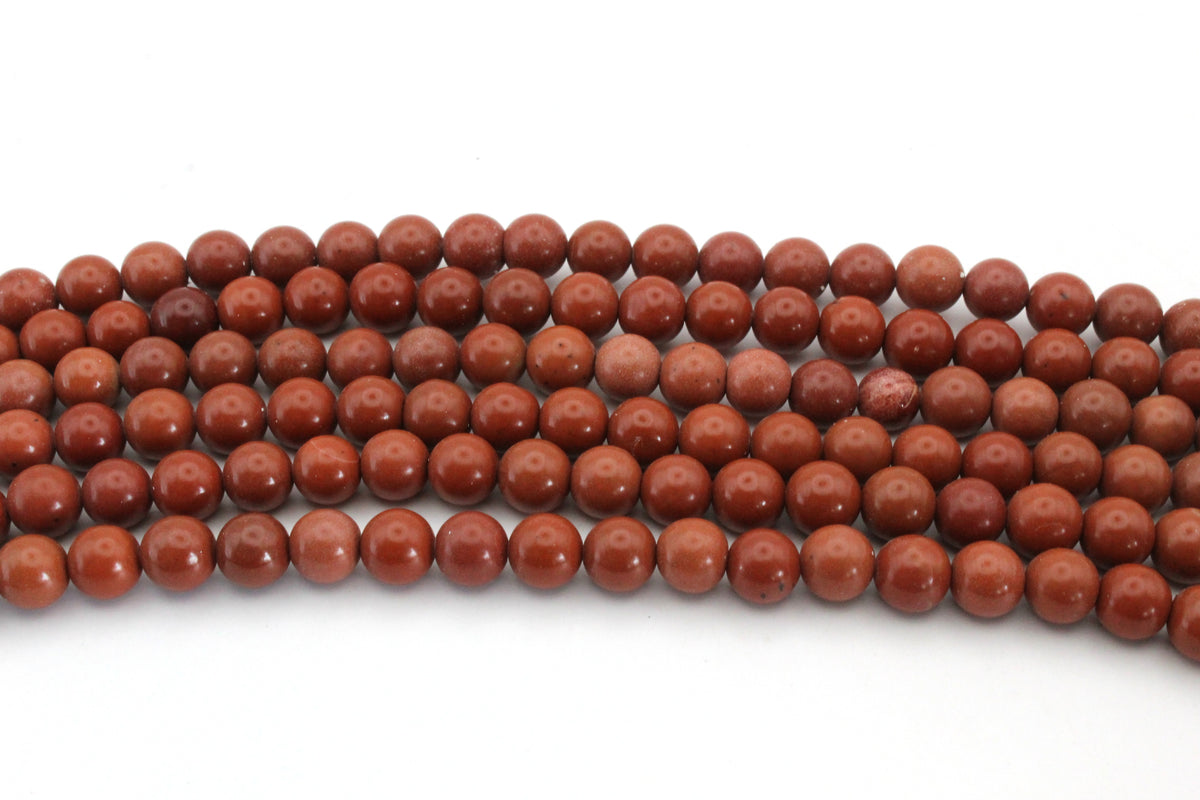 Chinese Red Stone Round Gemstone Beads 16" Strand