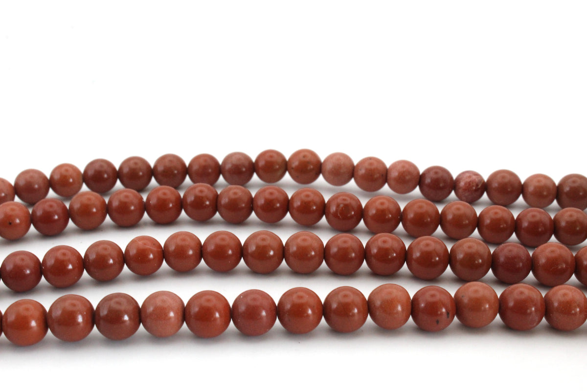 Chinese Red Stone Round Gemstone Beads 16" Strand