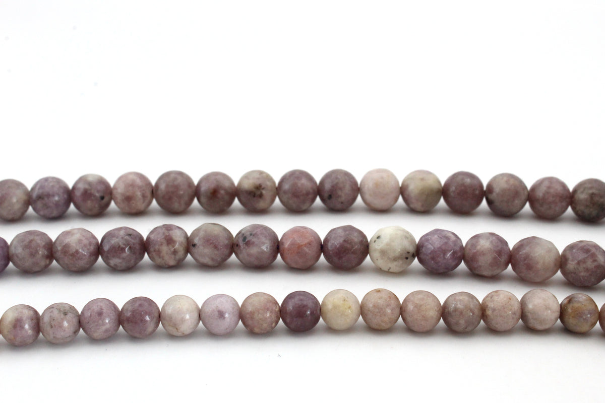 Chinese Lapidolite Stone Round Gemstone Beads 16" Strand