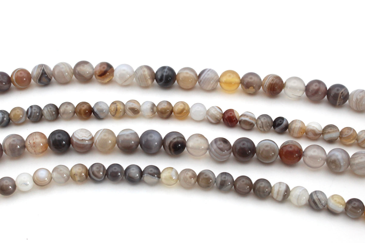 Botswana Agate Round Gemstone Beads 16" Strand