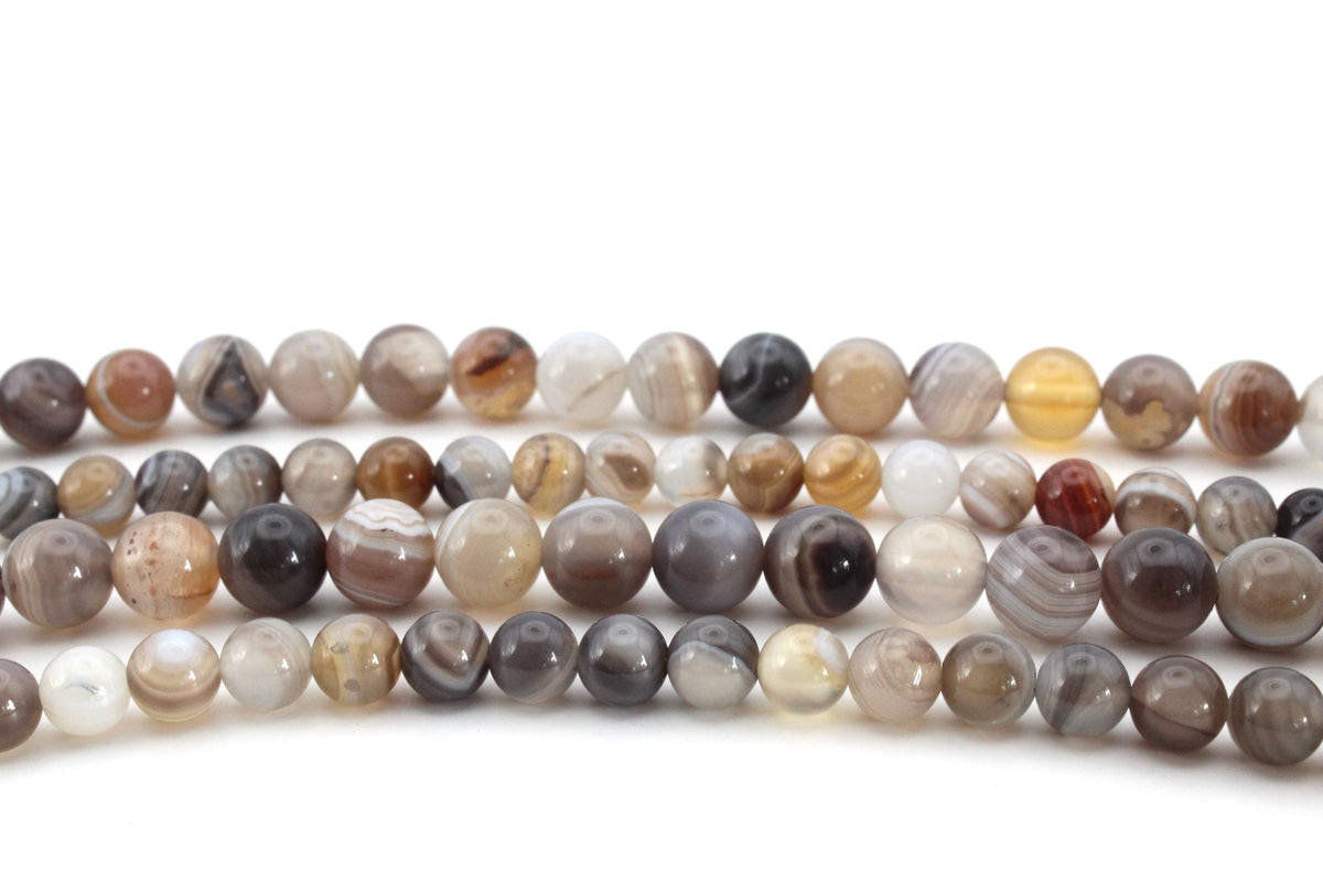 Botswana Agate Round Gemstone Beads 16" Strand