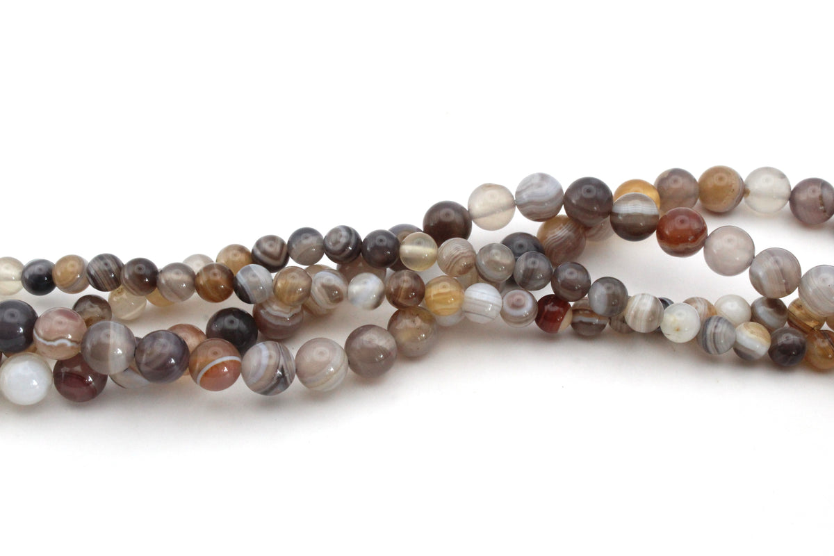 Botswana Agate Round Gemstone Beads 16" Strand