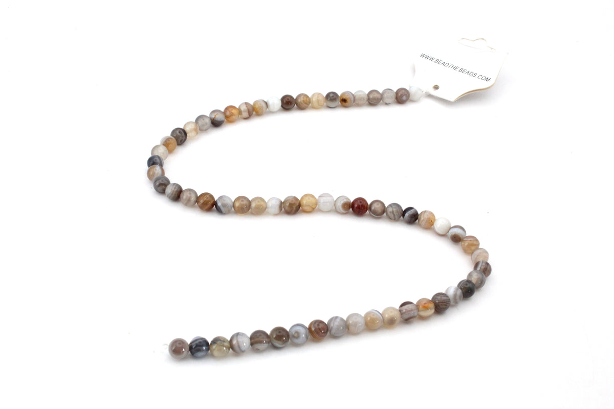 Botswana Agate Round Gemstone Beads 16" Strand