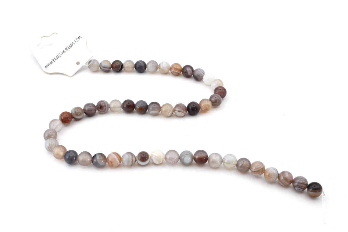 Botswana Agate Round Gemstone Beads 16" Strand