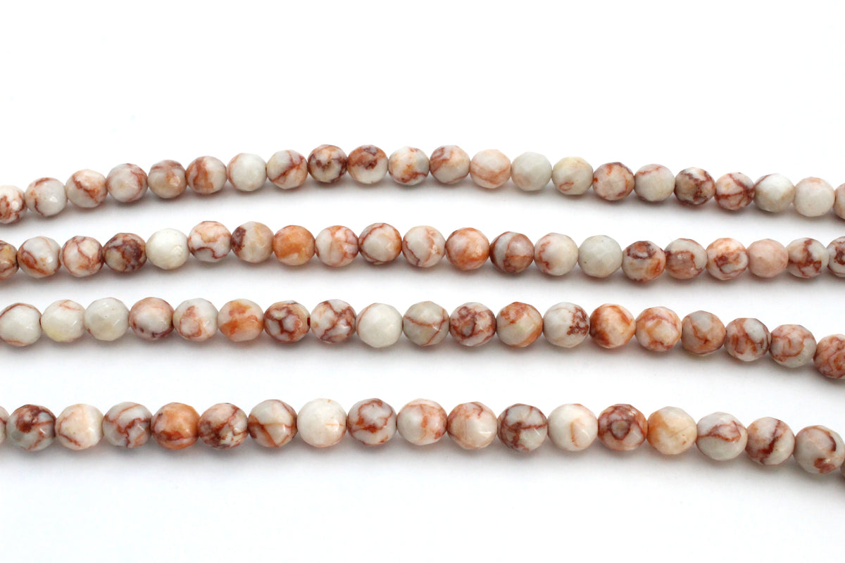 Red Network Jasper Sherly Dragon Round Faceted, 16 inches strand