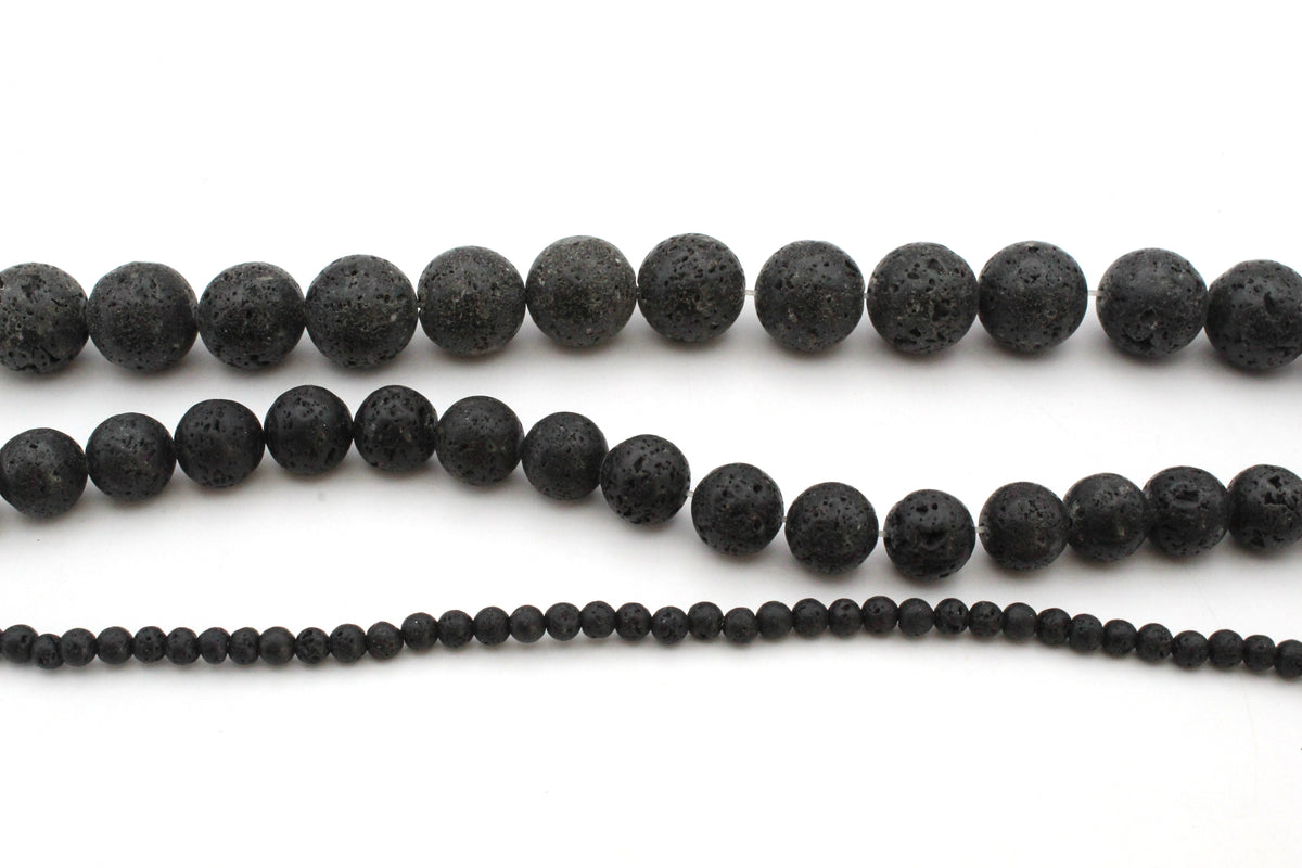 Lava Stone Round Gemstone Beads 16" Strand