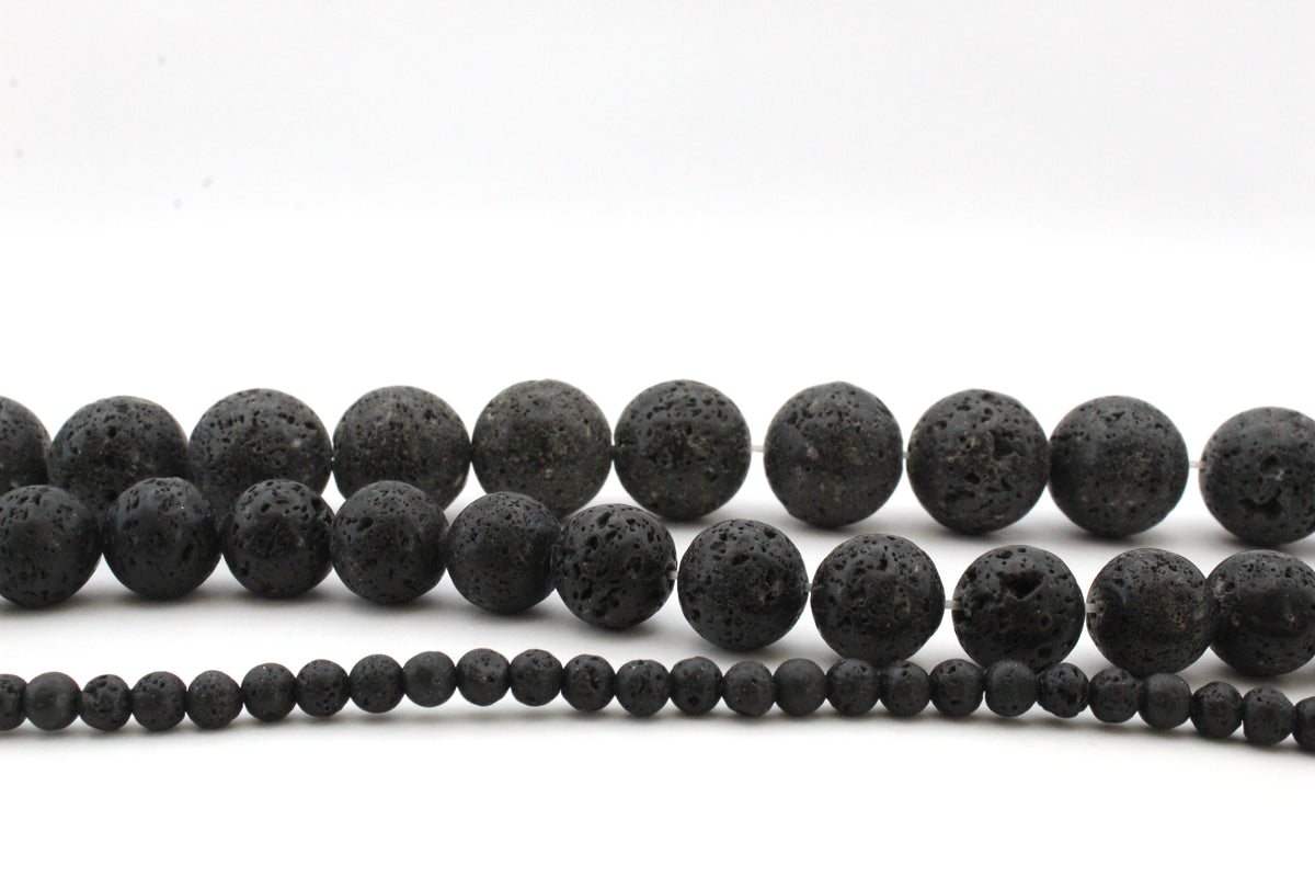 Lava Stone Round Gemstone Beads 16" Strand
