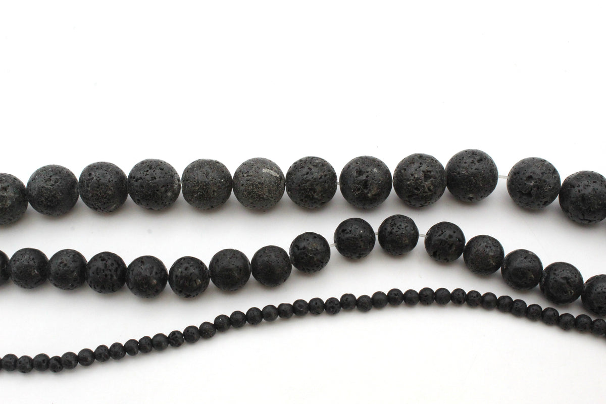 Lava Stone Round Gemstone Beads 16" Strand