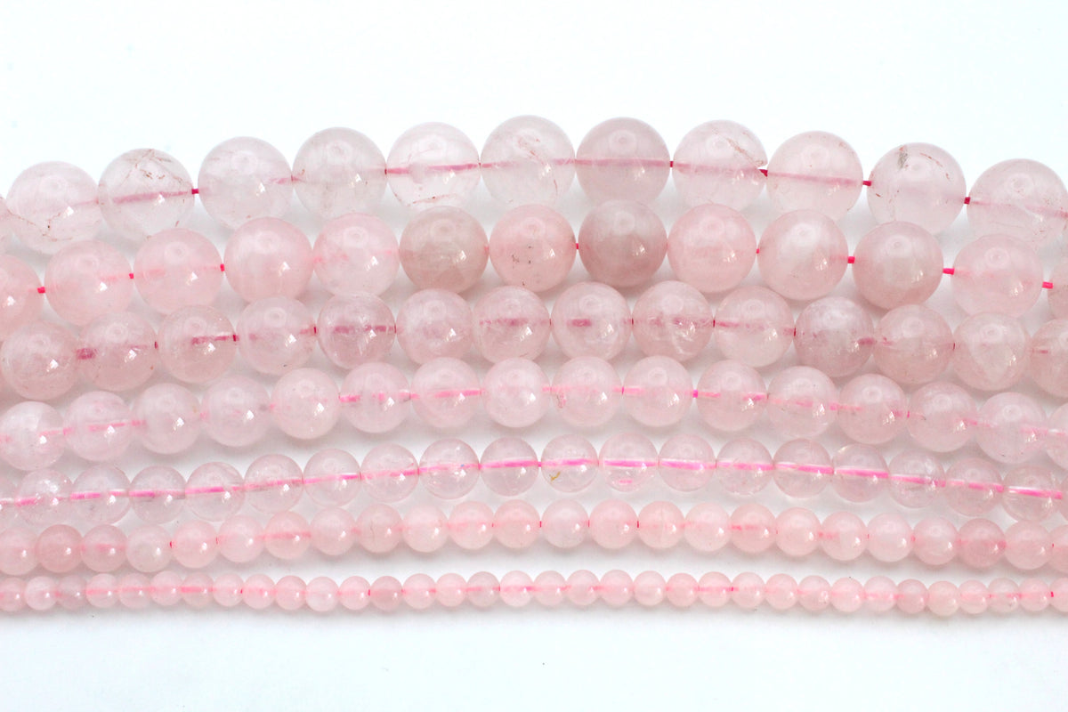 Rose Quartz Round Smooth Gemstone Beads 16" Strand