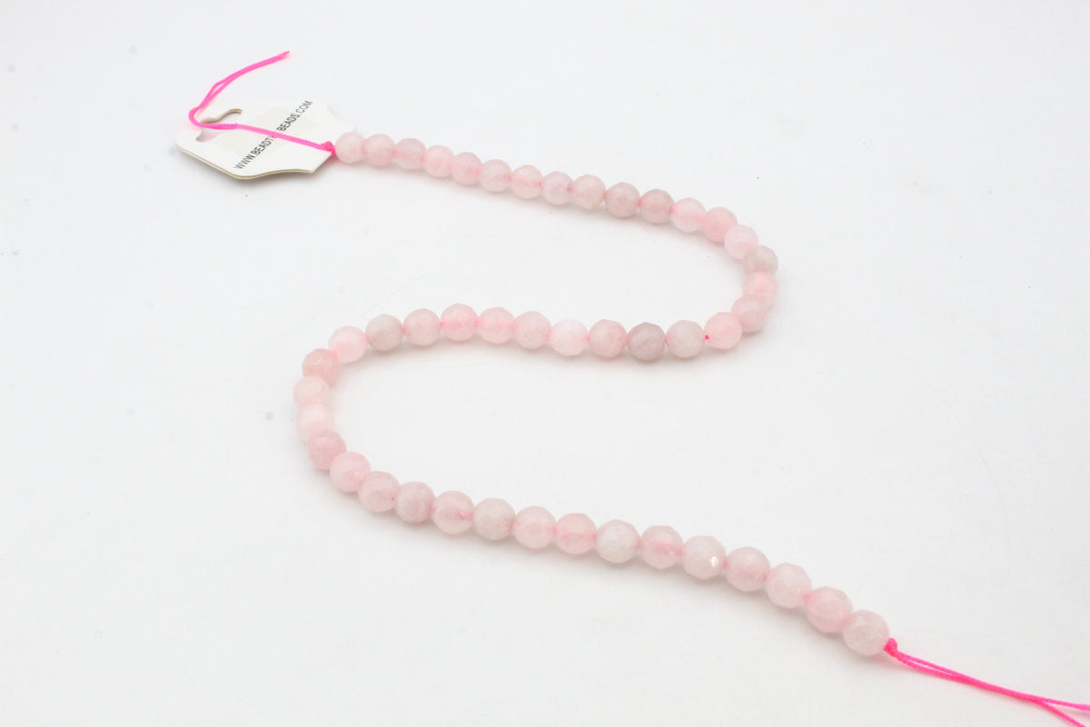 Rose Quartz Round Faceted Gemstone Beads 16" Strand