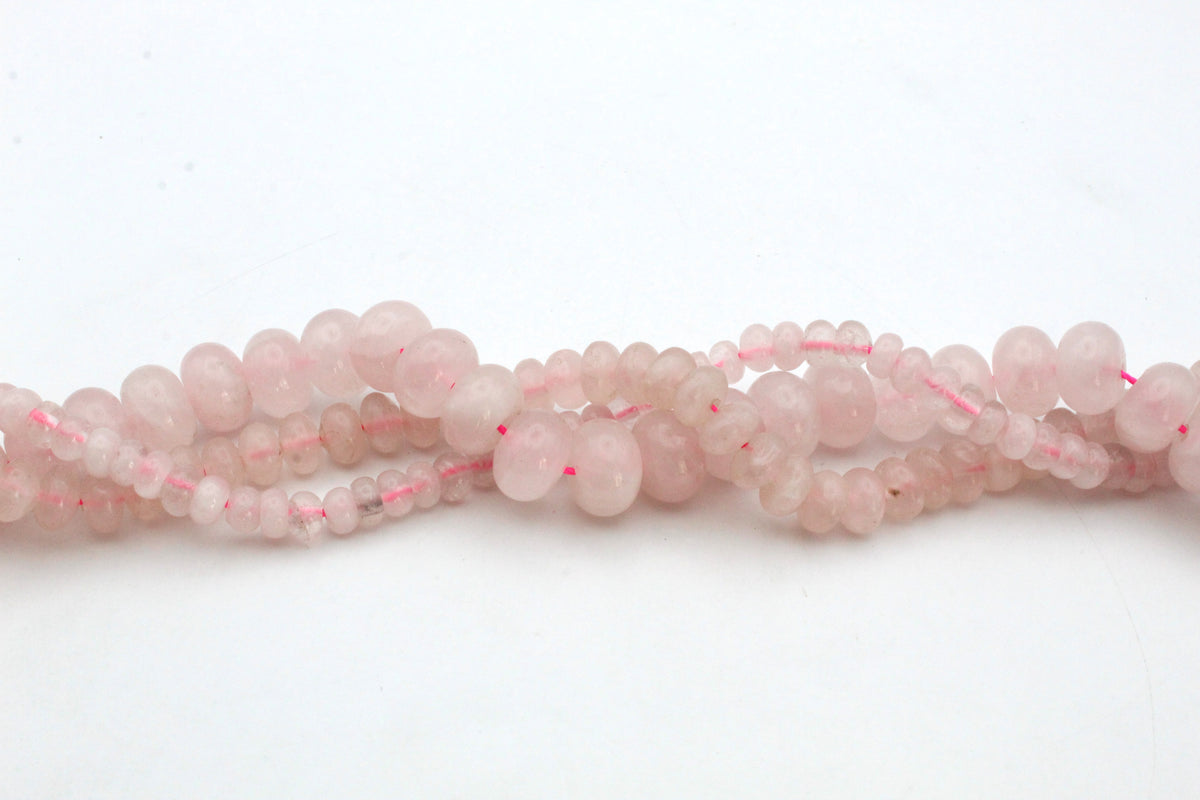 Rose Quartz Rondelle Smooth Gemstone Beads 16" Strand
