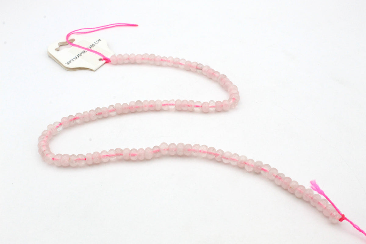 Rose Quartz Rondelle Smooth Gemstone Beads 16" Strand