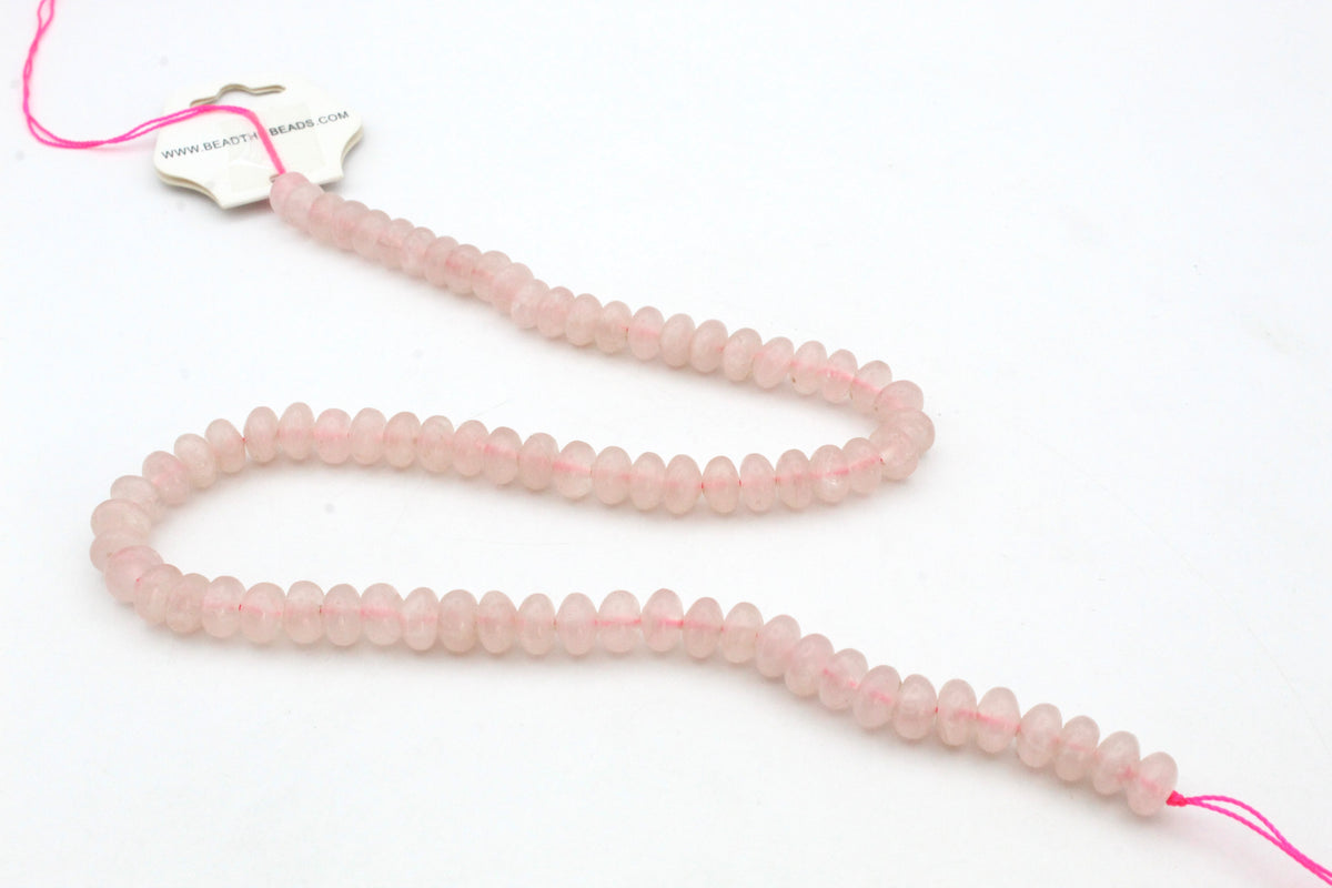 Rose Quartz Rondelle Smooth Gemstone Beads 16" Strand