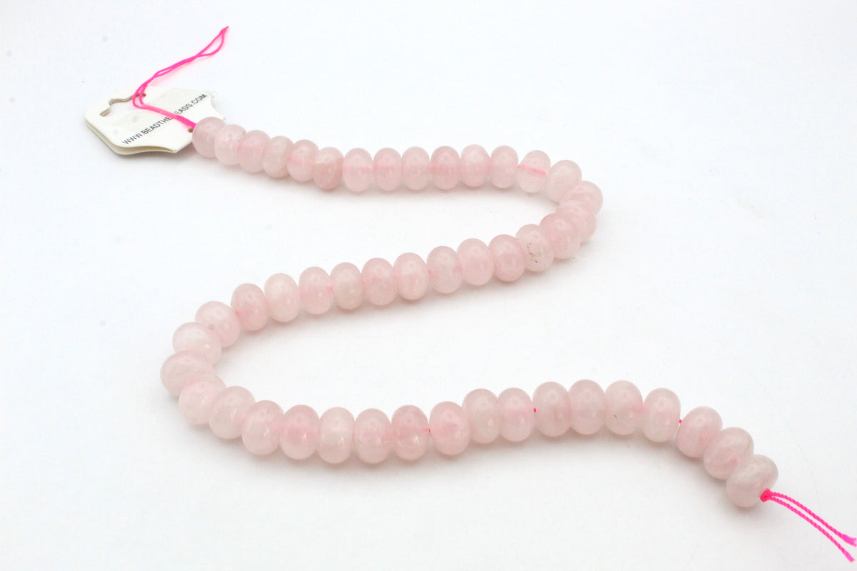 Rose Quartz Rondelle Smooth Gemstone Beads 16" Strand