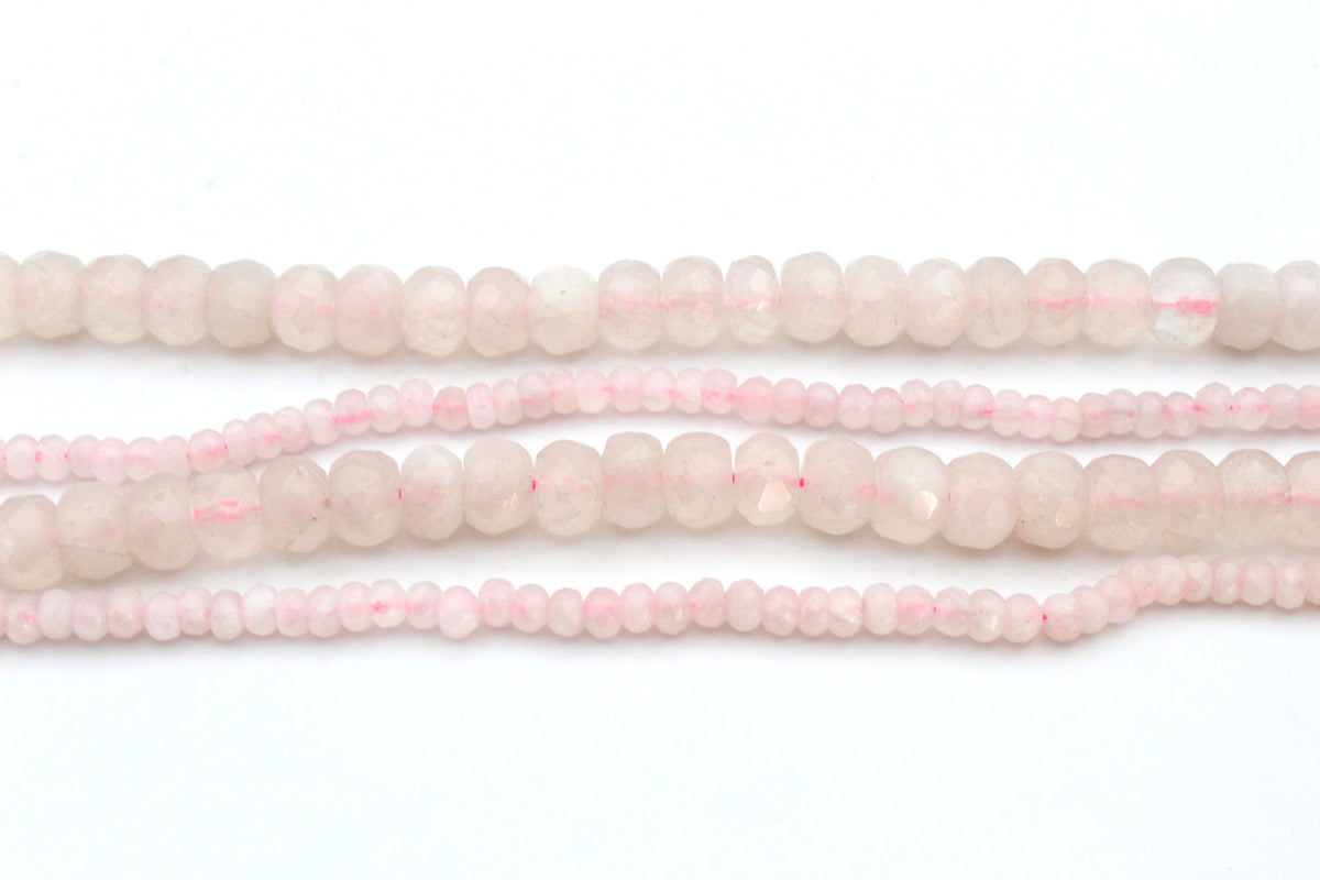 Rose Quartz Roundelle Faceted Gemstone Beads 16" Strand