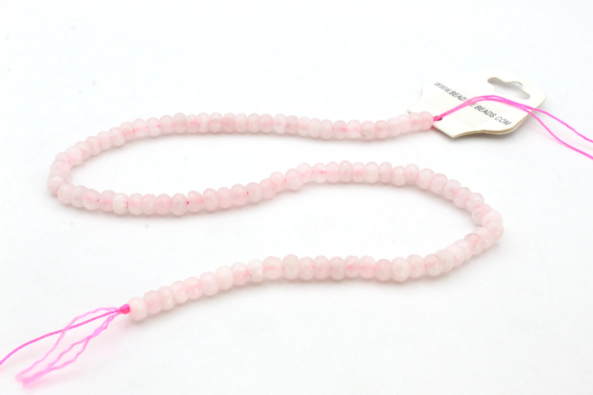 Rose Quartz Roundelle Faceted Gemstone Beads 16" Strand