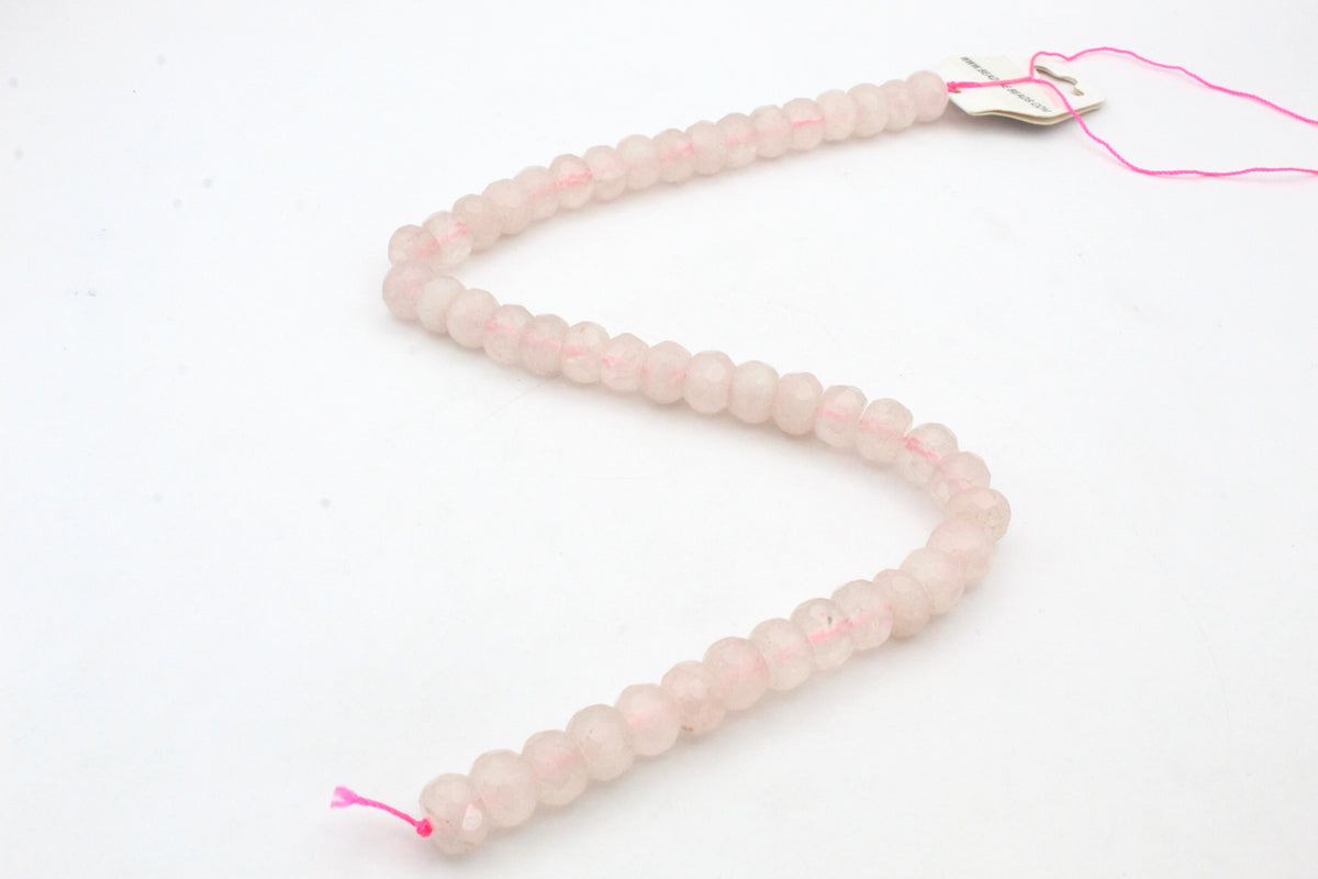 Rose Quartz Roundelle Faceted Gemstone Beads 16" Strand