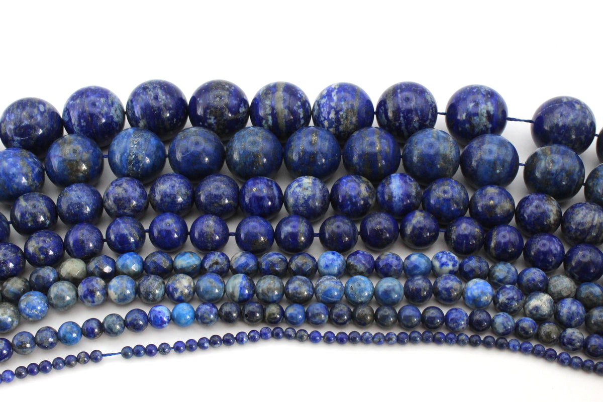 Lapis Lazuli Round Gemstone Beads 16" Strand