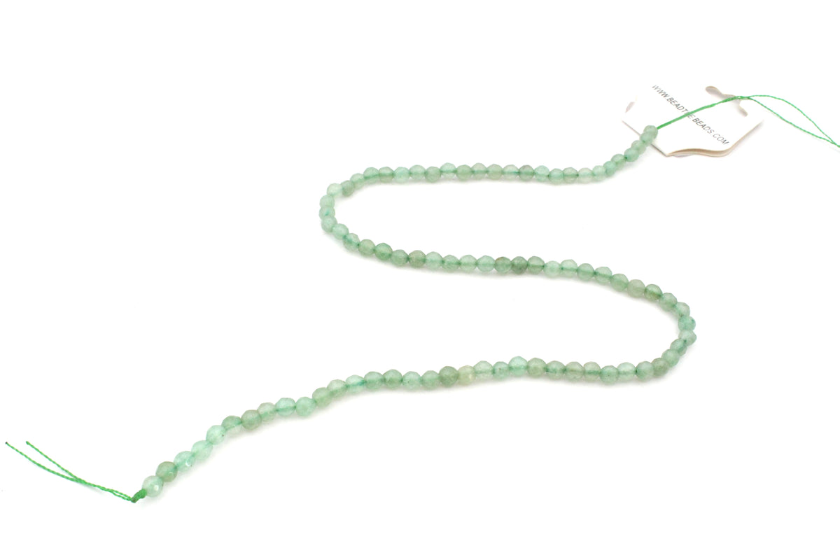 Green Aventurine Round Faceted Gemstone Beads 16" Strand