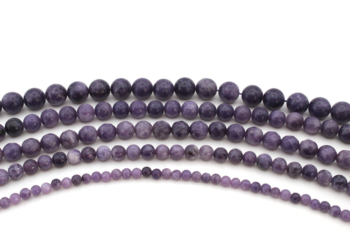 Lepidolite Round Gemstone Beads 16" Strand