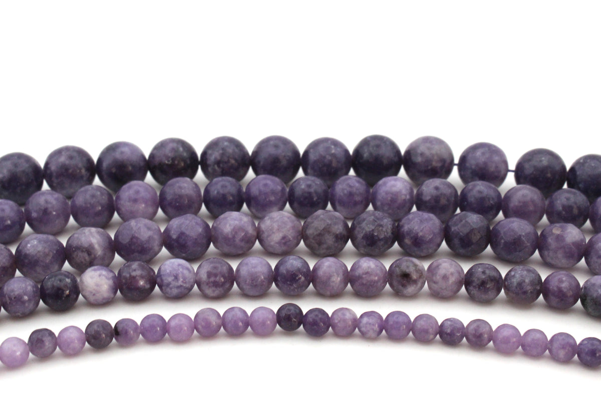 Lepidolite Round Gemstone Beads 16" Strand