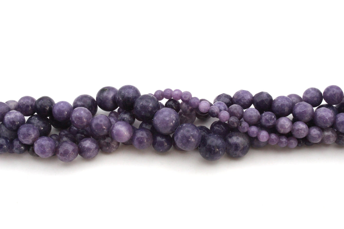 Lepidolite Round Gemstone Beads 16" Strand
