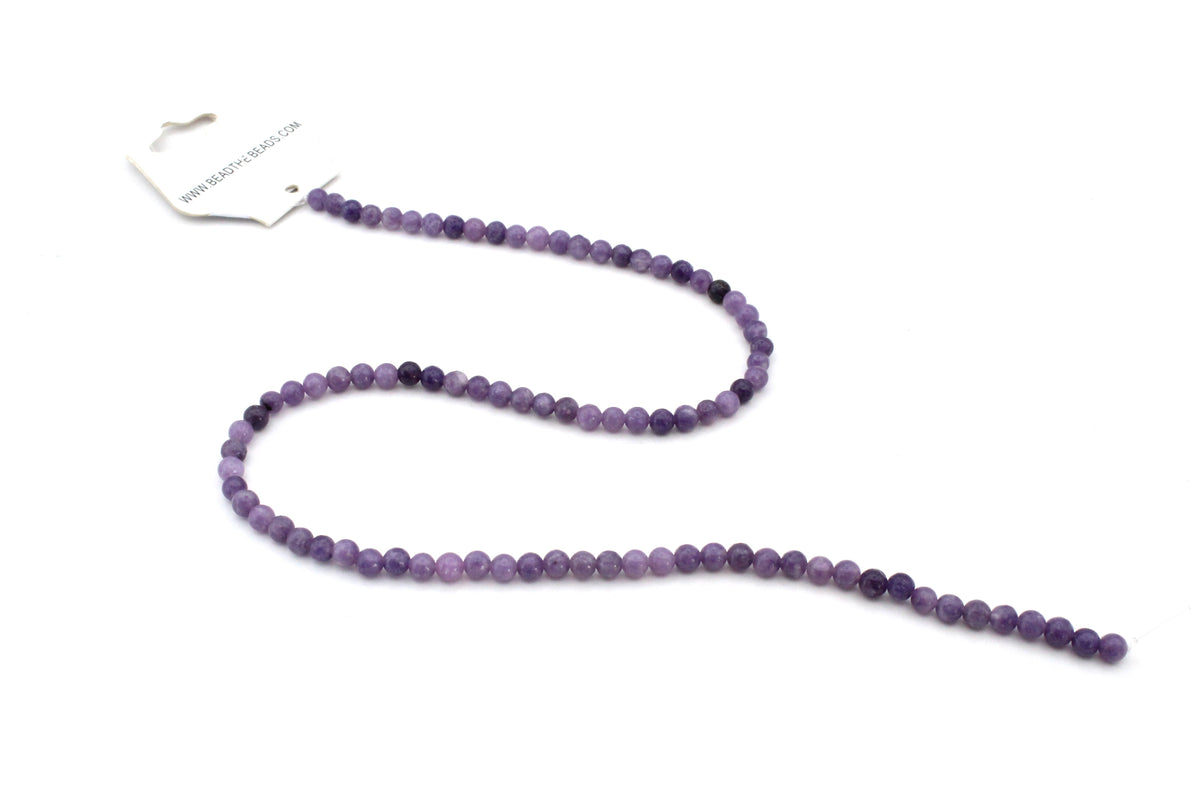 Lepidolite Round Gemstone Beads 16" Strand