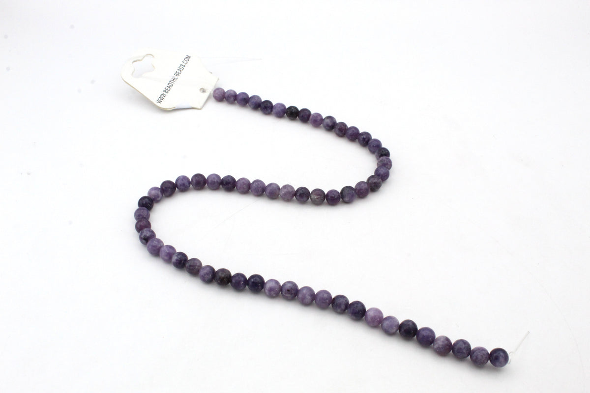 Lepidolite Round Gemstone Beads 16" Strand