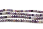 Purple Flower Flourite Round Gemstone Beads 16" Strand