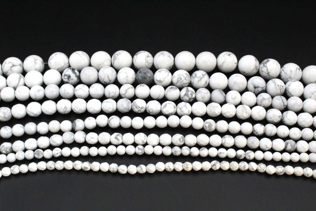 White Howlite Round Gemstone Beads 16" Strand