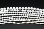 White Howlite Round Gemstone Beads 16" Strand