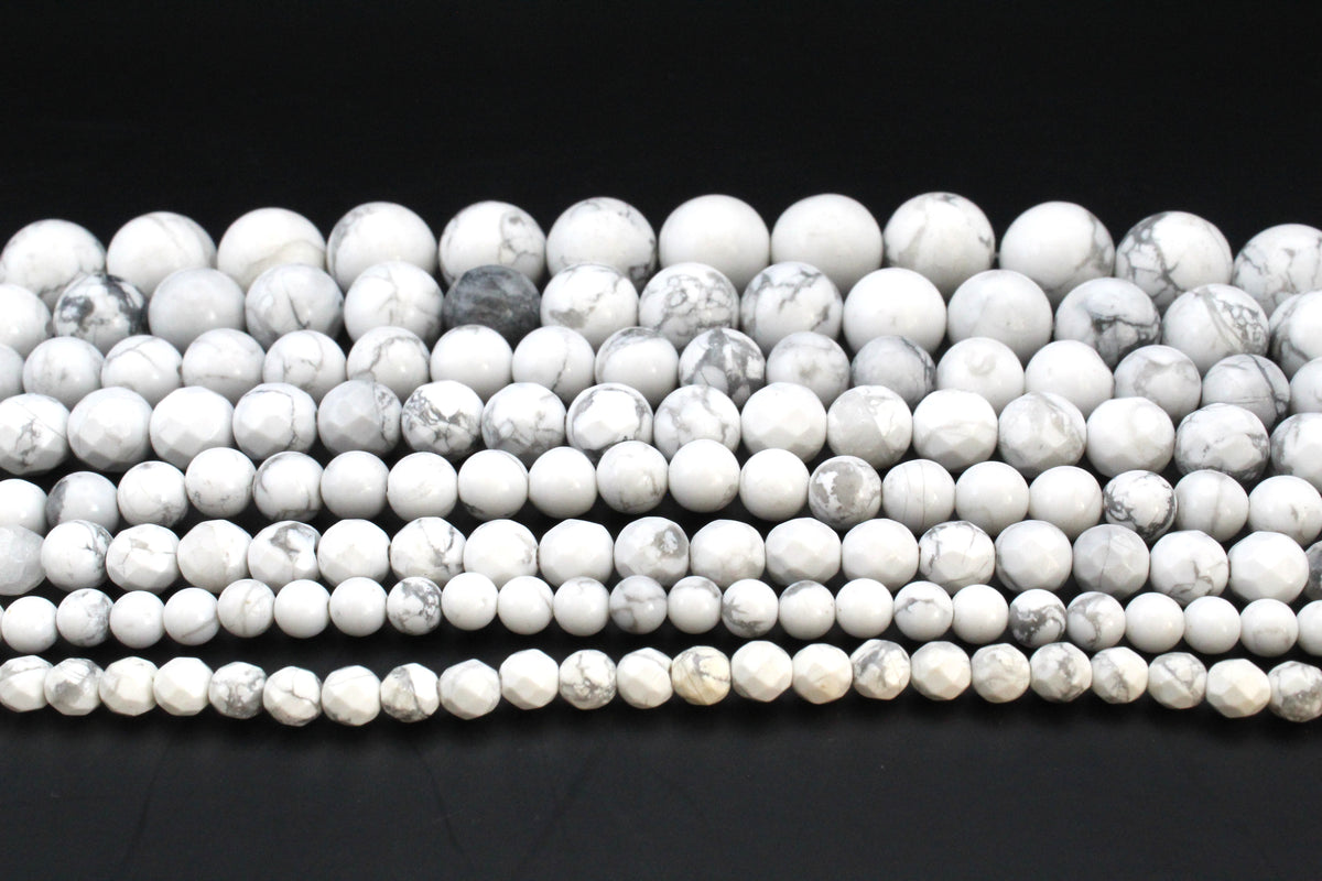 White Howlite Round Gemstone Beads 16" Strand