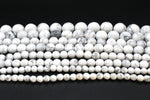 White Howlite Round Gemstone Beads 16" Strand