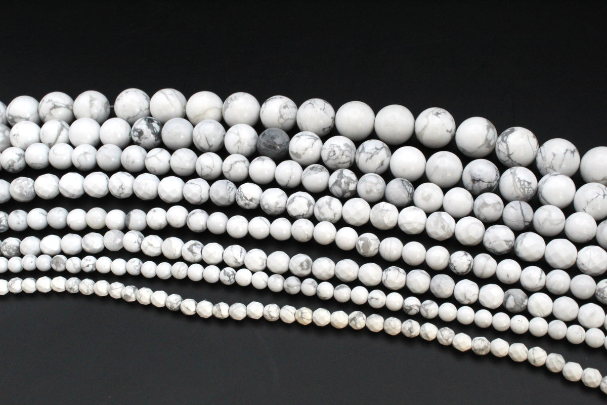 White Howlite Round Gemstone Beads 16" Strand