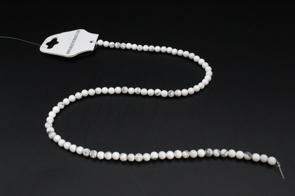 White Howlite Round Gemstone Beads 16" Strand