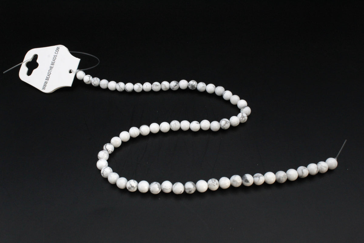 White Howlite Round Gemstone Beads 16" Strand