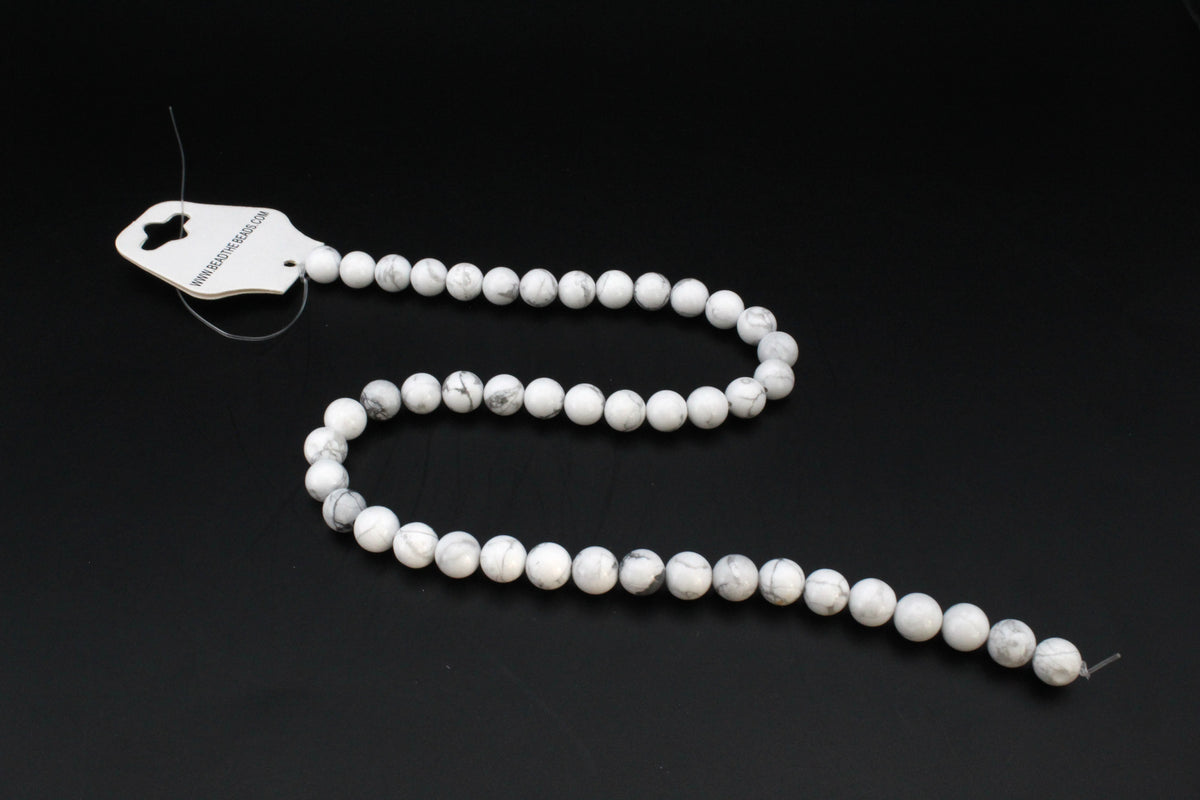 White Howlite Round Gemstone Beads 16" Strand