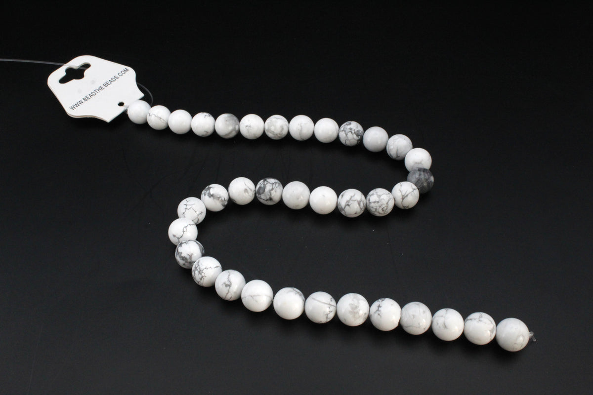 White Howlite Round Gemstone Beads 16" Strand