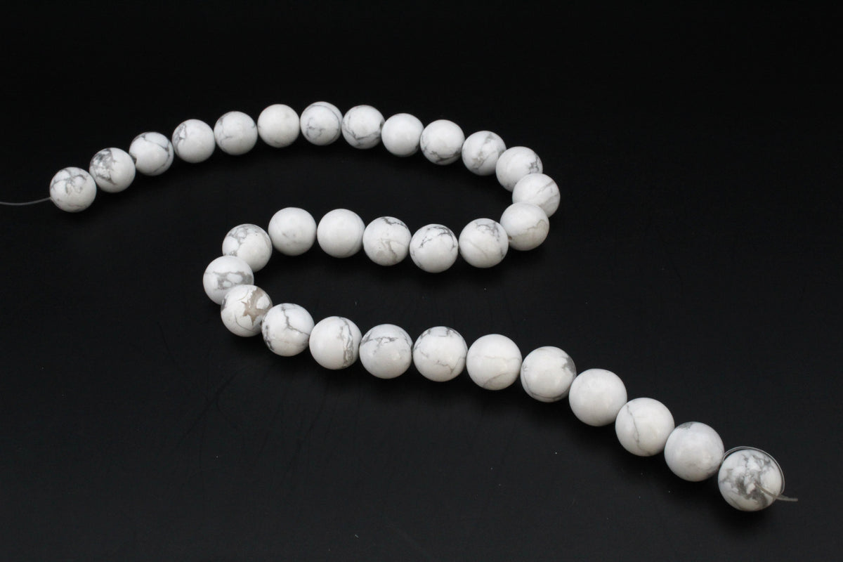 White Howlite Round Gemstone Beads 16" Strand